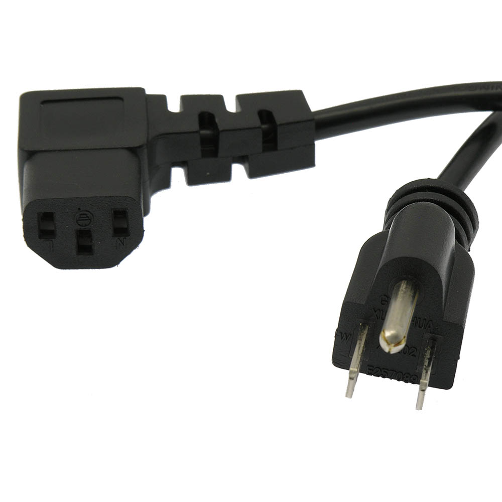 NEMA 5-15P to C13 Right Angle Power Cord 10 Amp/18AWG - 3 Feet